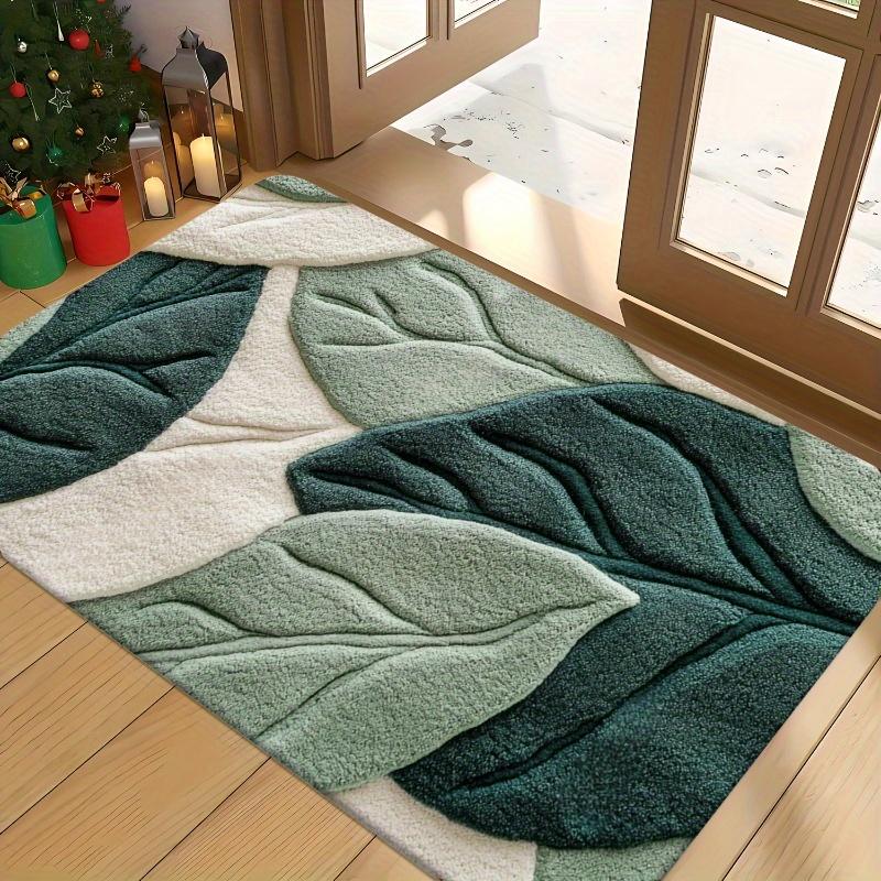 Pattern Leaf Mat Bathroom Green Mat Machine Washable Ideal For Kitchen Entryway And Shower Decor Housewarming Gift Bathroom Kitchen Accessory