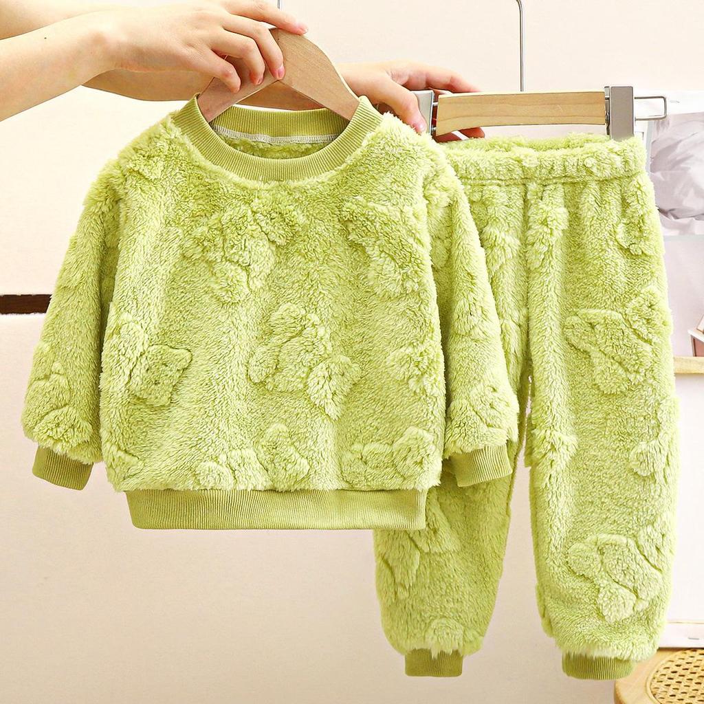 Kinder-Pyjama-Set Flanell Warm Herbst und Winter Jungen Verdickte Home Service Baby Plus Samt Kleidung Kleidung Kinderkleidung
