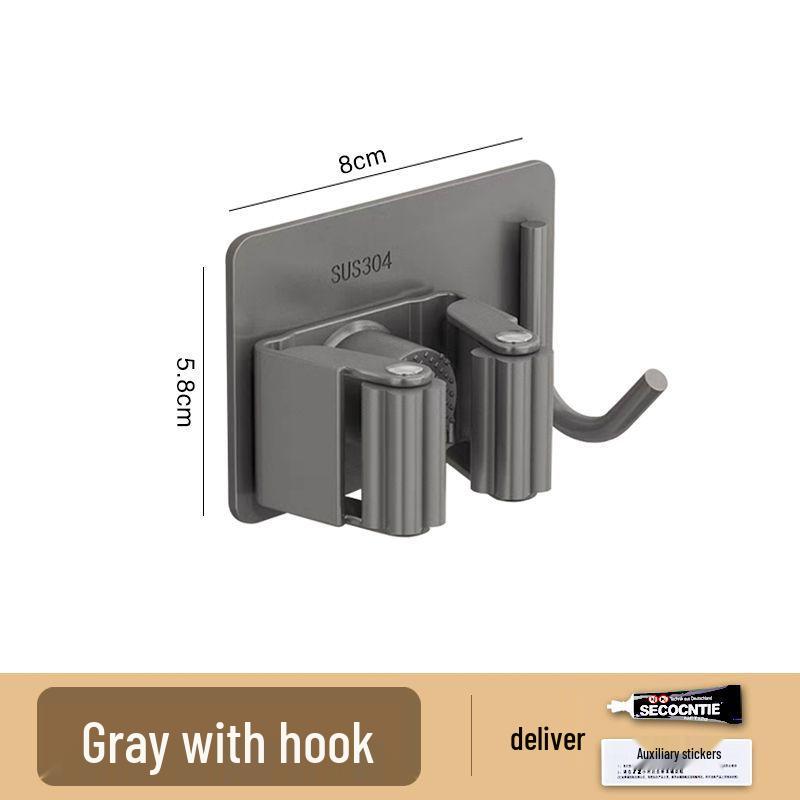Stainless Steel No-Drill Multi-Function Wall-Mounted Mop and Broom Rack