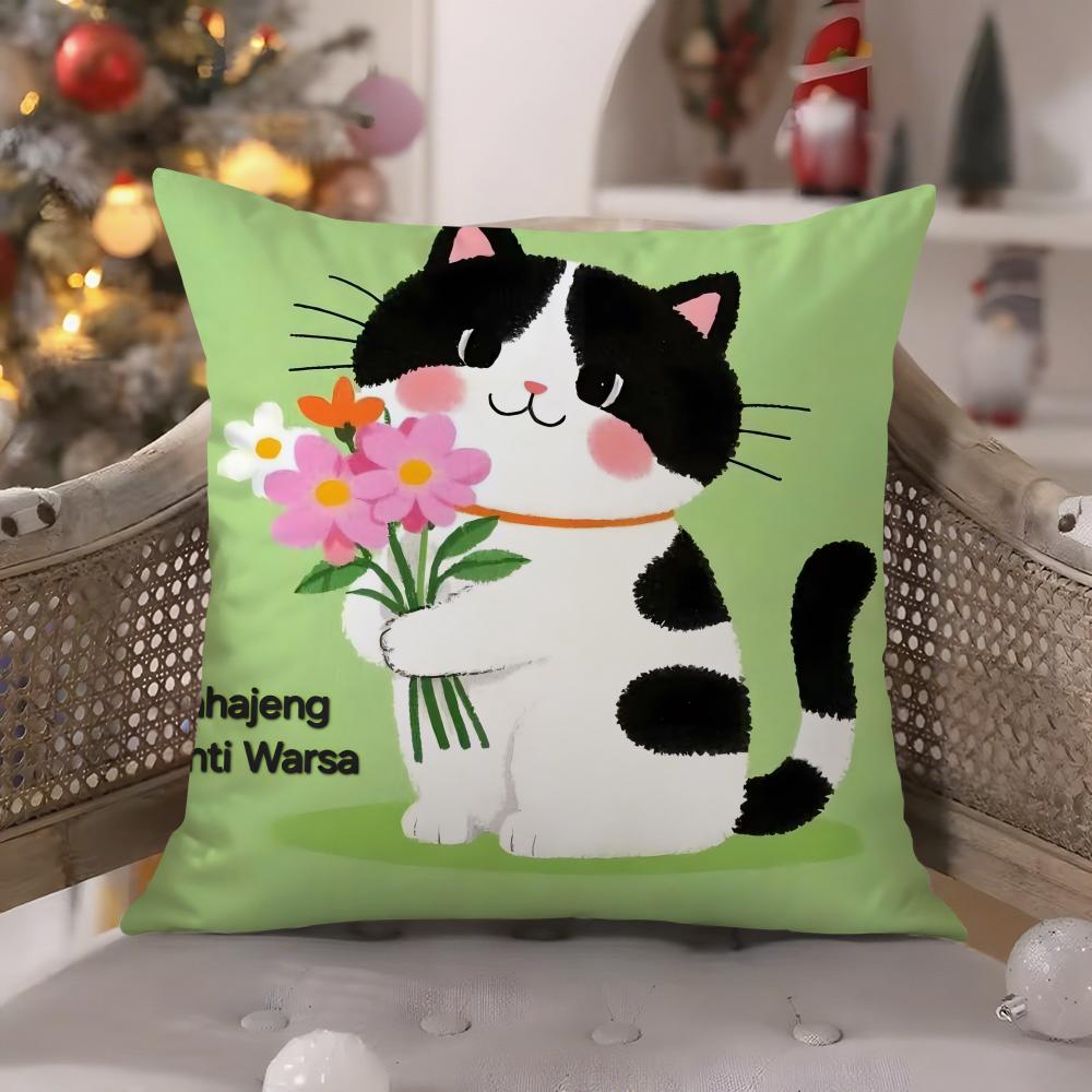 Love cats home decor pictures Pillow Case Comfort Sofa Bed Silky elegant Invisible zipper Decorative cushion cover