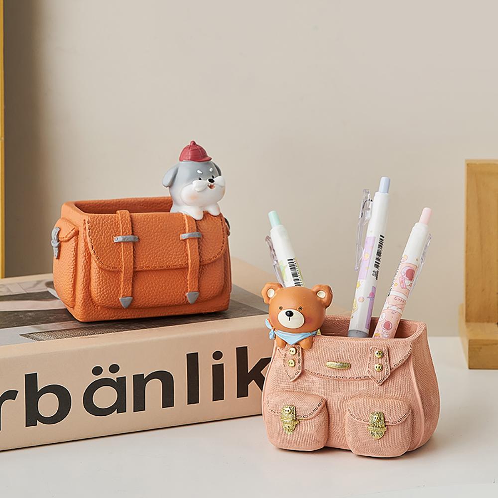 Pastoral Animal Sculpture Creative Table Decorative Figurine Pen Container Desk Storage Cute Home Decoration Birthday Gift