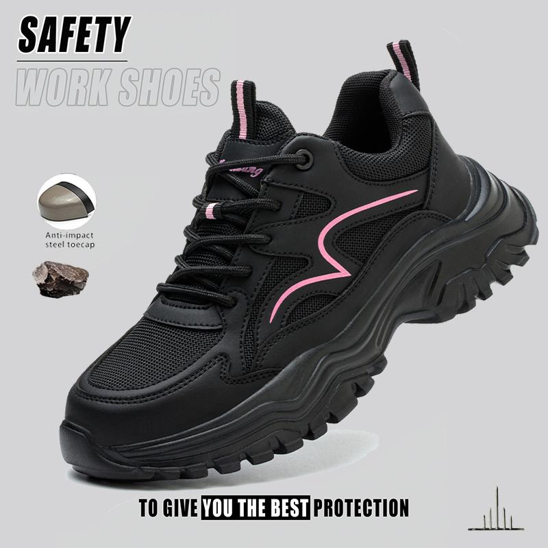 Work Boots Steel Toe Sports Shoes For Women Lightweight Safety Shoes Anti Slip Work Shoes Breathable Construction Work Shoes