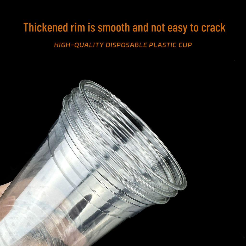 Disposable Transparent PET Cold Drink Cups with Lid for Milk Tea, Coffee, Homemade Beverages, or Lemon Tea