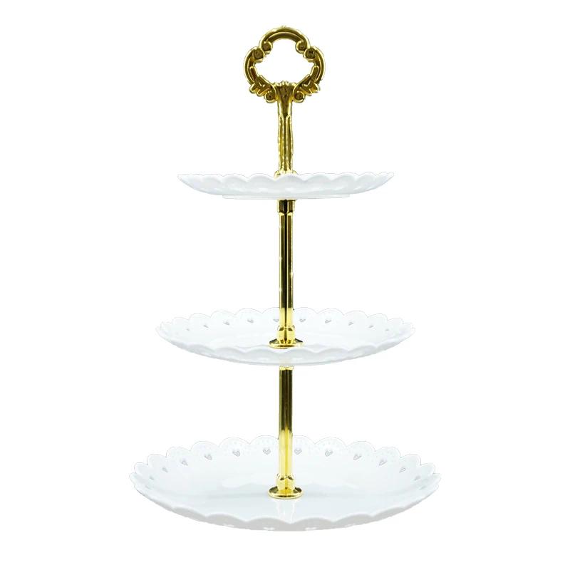 European Three-layer Cake Stand Wedding Party Dessert Table Candy Fruit Plate Cake Self-help Display Home Table Decoration Trays