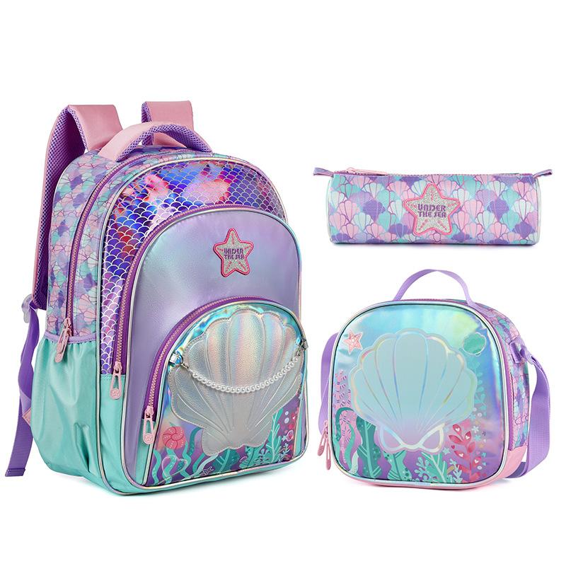 Zaini Scolastici per Bambine Set Borsa Scolastica con Borsa Pranzo Astuccio Zaino per Studenti Elementari Borsa Libri Carina