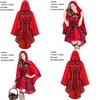 Elegant Gothic Red Riding Hood Cape Costume With Lace Up Details For Women And Girls