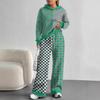Square Splicing European, American Autumn and Winter Casual Long-sleeved Suit Women's Hooded Sweater Trousers Two-piece Set