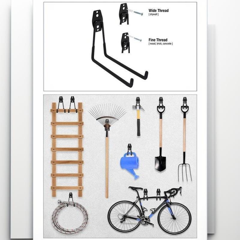 Heavy Duty Wall Mount Iron Hook Anti-Slip Garage Organizer Hanger for Bicycle Ladder Yard Tool Storage