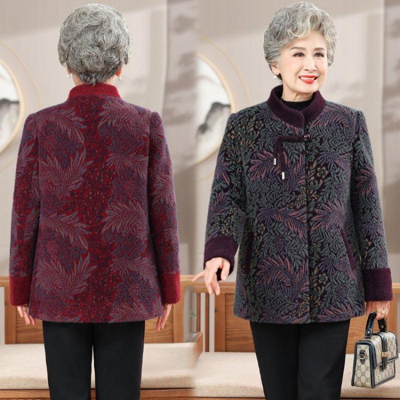 Winter Woolen Coat Women Small Autumn and Winter Old Lady Velvet Clothes