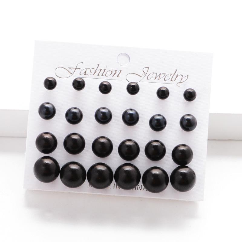 12 Pairs Women Pearl Ear Stud Earrings