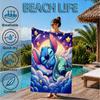 Cartoon Hawaii Artwork Printed Microfiber Beach Towel, Soft And Absorbent, Quick-Dry, Ideal for Summer Travel, Beach Essential, Swimming Pool