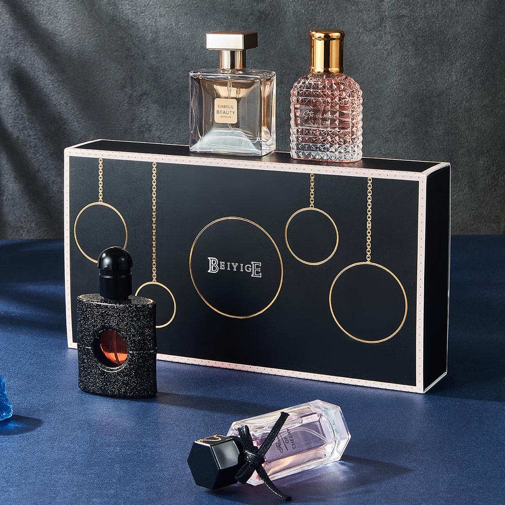 BEIYIGE Eau de Perfume Gift Box Four-piece Set of Flower Flow Black Coffee Fresh Niche Natural Lasting Fragrance