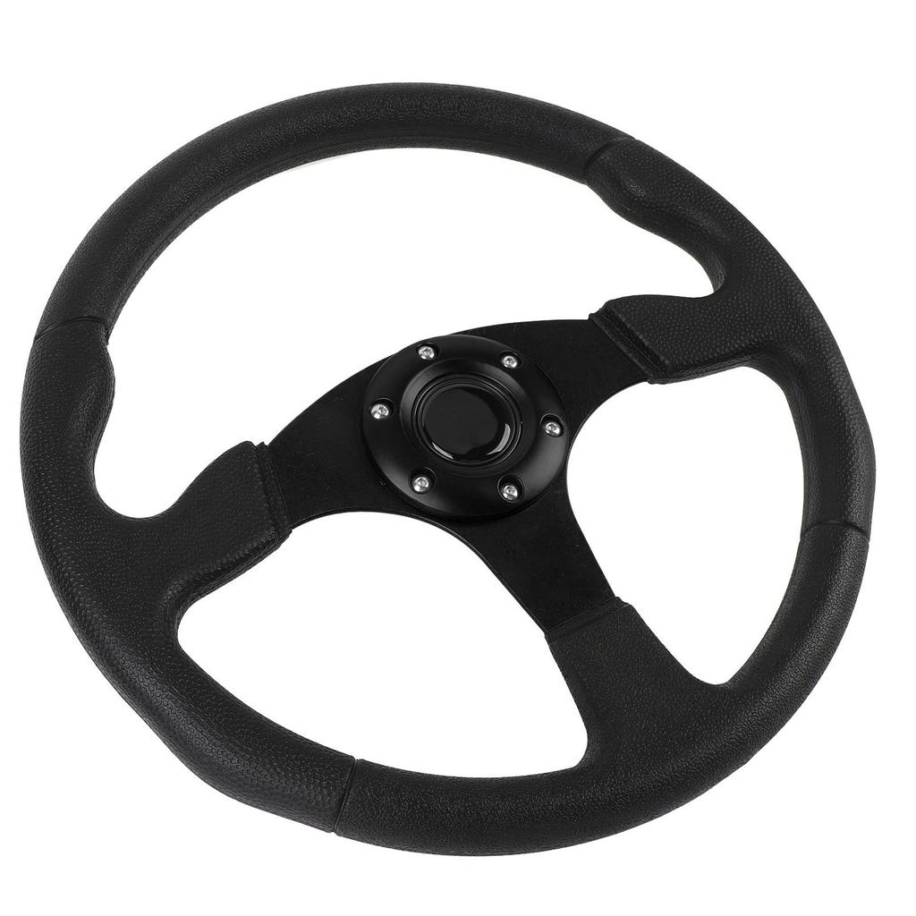 14in Universal Racing Steering Wheel PU Leather Aluminum Frame Universal Fit for 6 Holes Hub Adapter Black