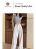 Women's High-Waisted Wide-Leg Linen Pants - White Summer Drape Style