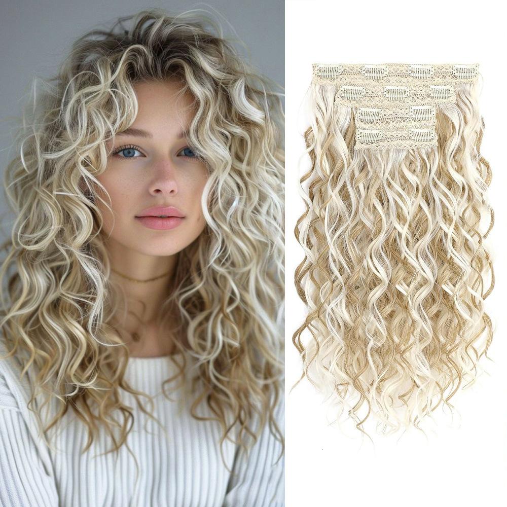 

Жіночий набір з чотирьох пухнастих коротких кліпс для нарощування волосся з ефектом водяної хвилі 14 inches