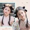 1 Pair Trendy Cute Children'S Wig Braid Bow Knot Sphere Head Hair Clip Double Ponytail Wig Fried Dough Twists Braid Female Use
