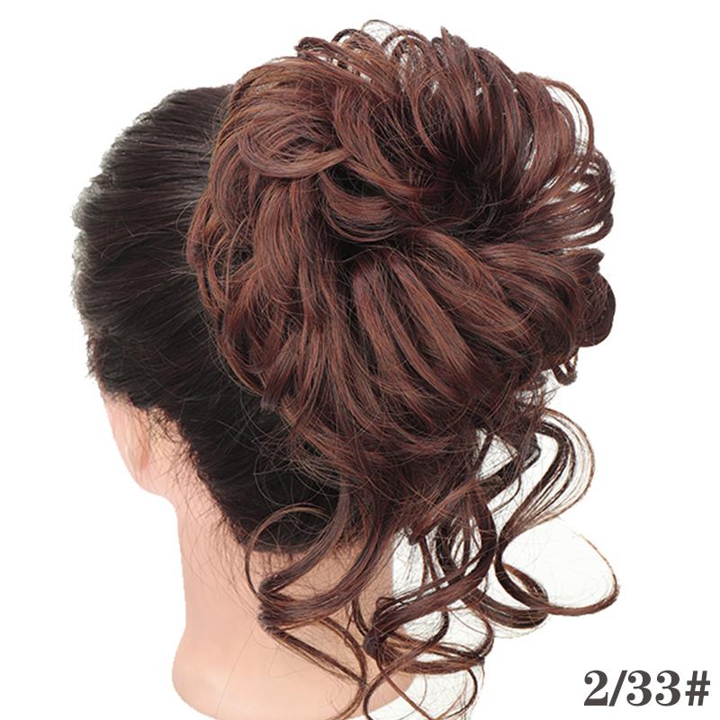 Synthetic Hair Chignons Messy Scrunchies Elastic Band Hair Bun Straight Updo Hairpiece Hair Extension for Women