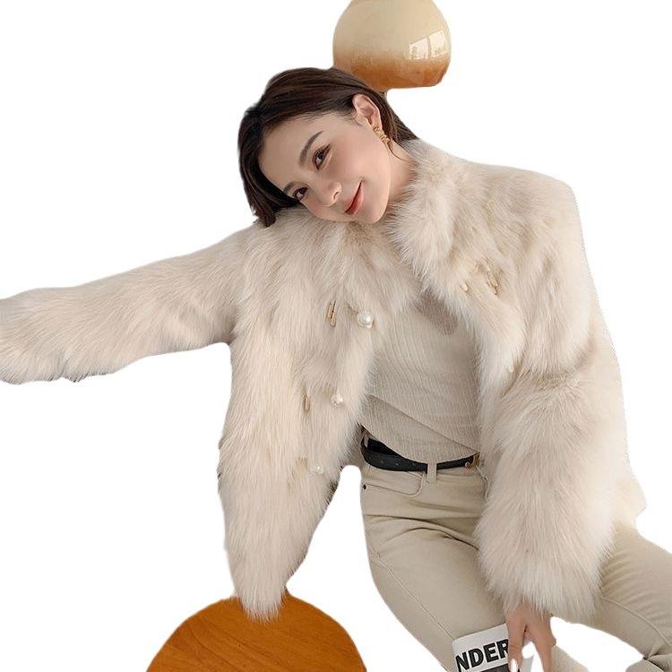 Winter new imitation fox fur imitation coat women's milk whirring fleece thickened and thin foreign coat