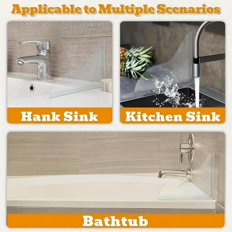 2pcs Clear Splash Guards - Heavy-Duty Transparent Bath Tub and Sink Splash Guards with Curved Design, Anti-Splash Barrier for Shower, Bathroom Sink
