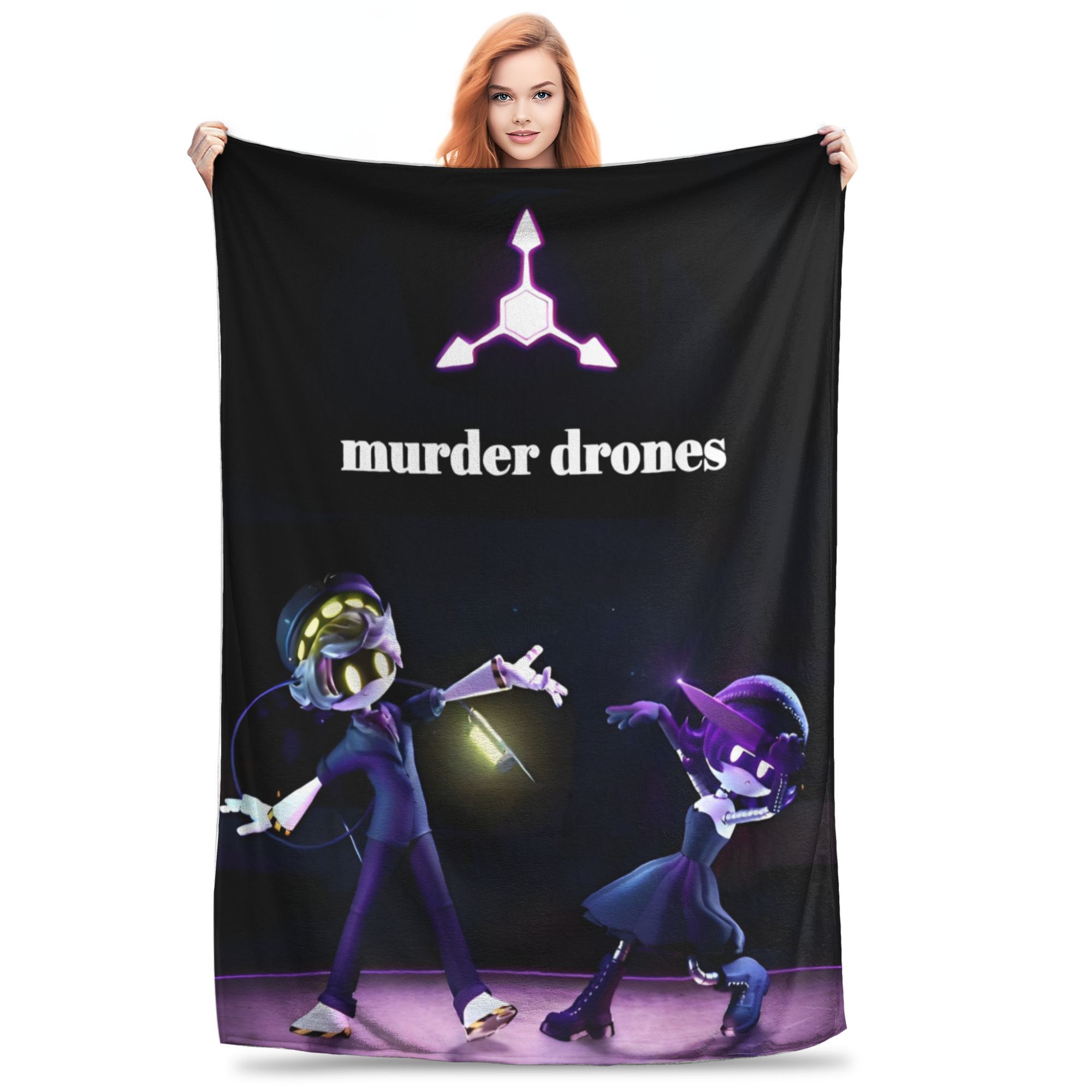 Murder Drones Flannel Blanket Independent Animated Fashion Throw Blanket for Sofa Bedding Lounge 125*100cm Bedspreads, 75X95CM