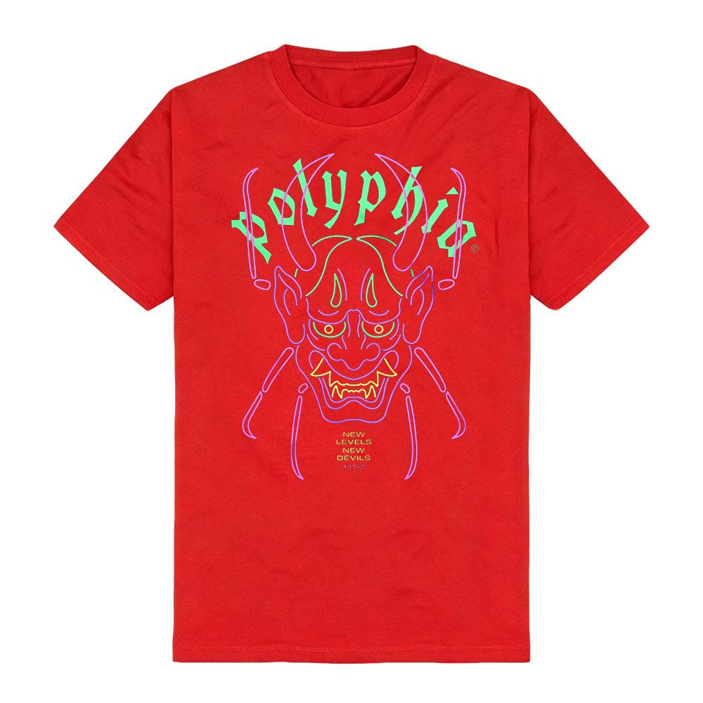 Polyphia Devils Cyberpunk Vaporwave Neon Line Print Black Cotton Tshirts Punk Fashion Round Neck Short Sleeve for Summer Unisex