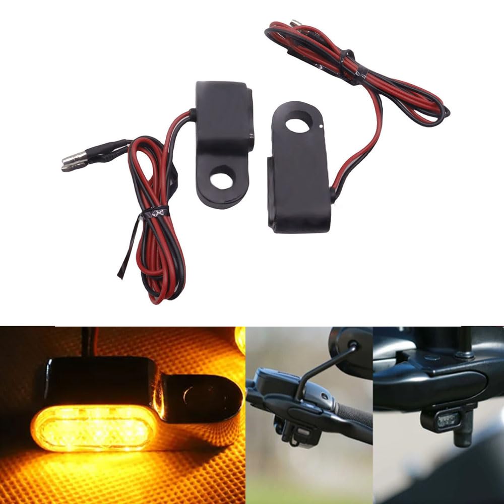 SZYUMO Motorcycle LED Turn Signal Indicators, 12V LED Relocation Micro Mini Turn Signals, Black Body (3 LEDs)