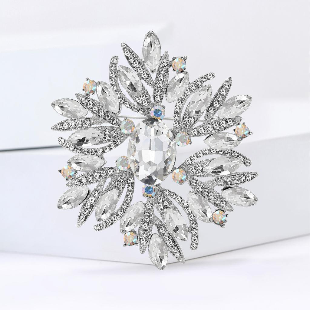 Women Glass Brooch Rhinestone Shining Boutique Decoration Badges Pins