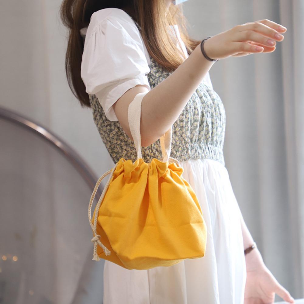 Kawaii Drawstring Storage Bag Solid Color Portable Toiletry Bags Sweet Cartoon Cosmetic Bag  Girls