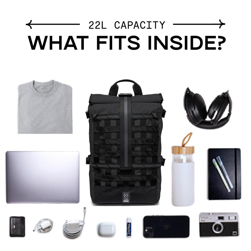 Chrome BARRAGE 22L PACK Backpack (Current Model) BKBLACK Black 22L Fully Waterproof