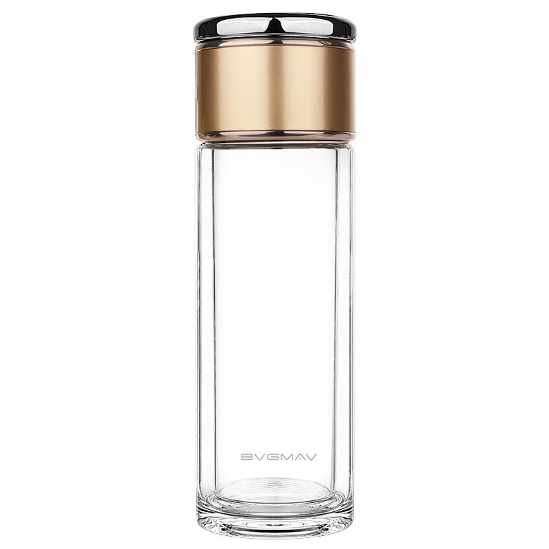 BVGMAV Double Wall Glass Tea Infuser Mug 380ml
