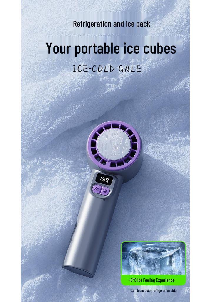 Mini Portable Handheld USB Fan with Digital Display & Ice Pack