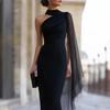 American new mesh ins style European and American new temperament slim slanted shoulder dress women's clothing