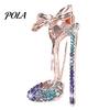 Brooch Pin, High Heels Bow Shape Lapel Pin with Sparkling Rhinestones, Women Badge for Suits Coats Bags Accessories