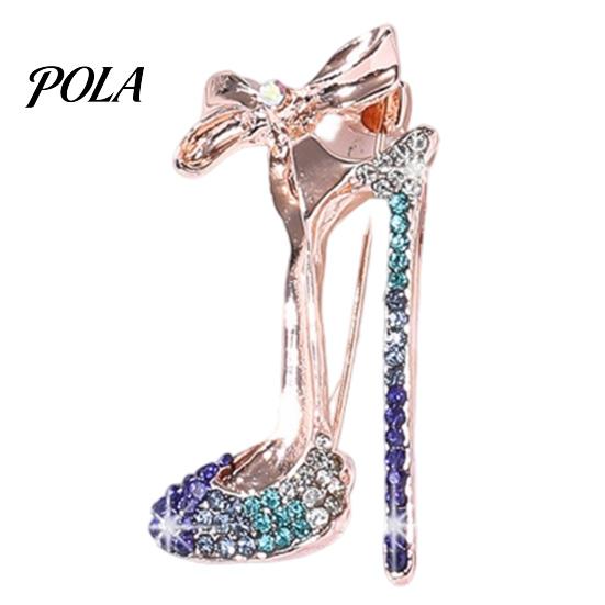 Brooch Pin, High Heels Bow Shape Lapel Pin with Sparkling Rhinestones, Women Badge for Suits Coats Bags Accessories