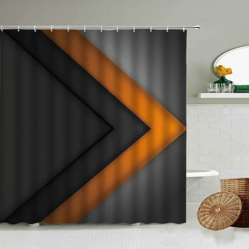 Modern Geometric Pattern Printing Waterproof Shower Curtain Black Gray Blue Creative Design Bathroom With Hook Screen Washable