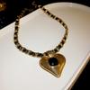 Number Heart Leather Wrap Necklace - 2023 Autumn/Winter Clavicle Chain, Sweet Cool Style Jewelry