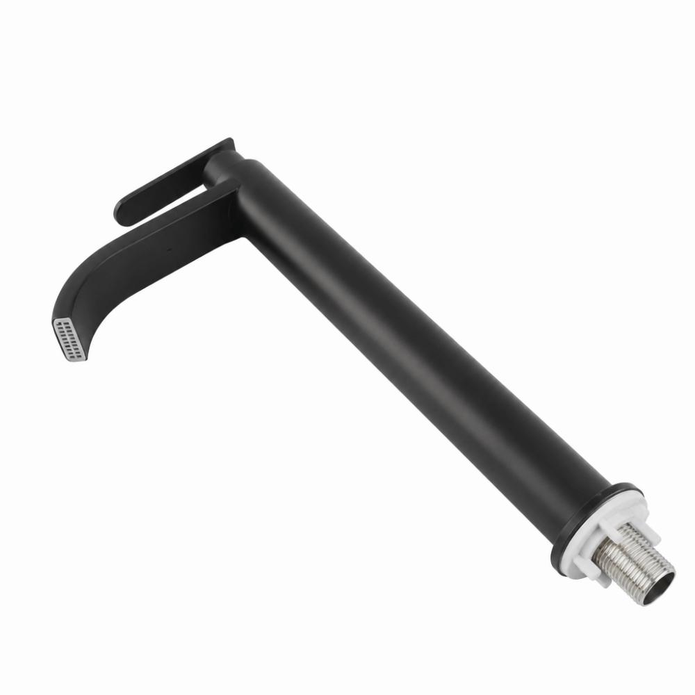 304 Stainless Steel Vessel Sink Faucet Single Cold Water Single Handle Sink Faucet One Hole Black Finish Tall Basin Tap