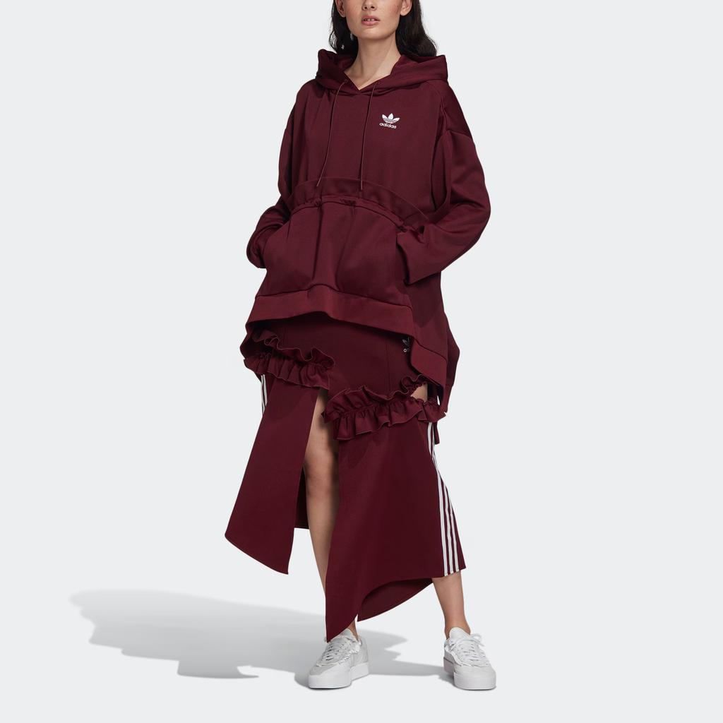 Adidas Originals Fashion Comfortable Hooded Long Sleeve Striped Sweatshirt Women Hoodies Dark-Purple FT9889