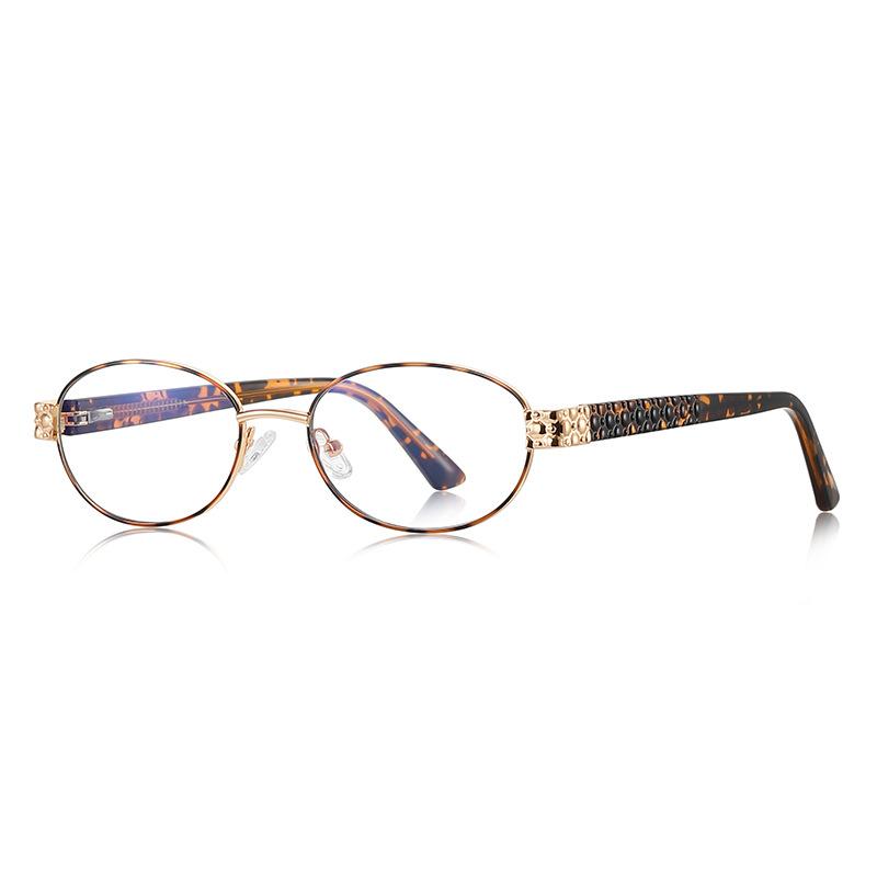 

Oval Anti- Blue Lightweight Blocking Eyeglasses Metal Frames Reading Eyeglasses Sexy Leopard Eyeglass Far sighted Eyeglasses For Woman UV400 Original lens 0