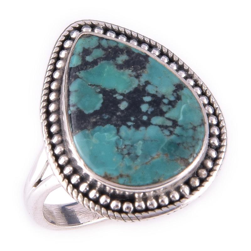 Natural Tibetan Turquoise Gemstone Handmade 925 Sterling Silver Ring Size 9 y3E24