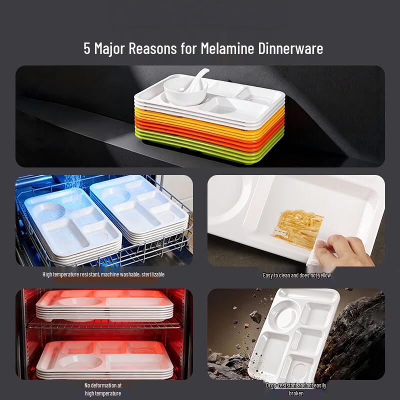 Melamine 6-Compartment Divided Fast Food Tray