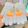Children's Gloves Five-finger Autumn and Winter Knitted Wool Warm Riding Cute Strawberry Cake Thickened Velvet Cold-proof Gloves