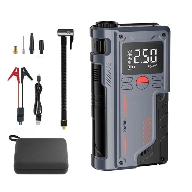 14.8V Tire Inflator Digital Display Tire Air Compressor with LED Light Car Emergency Power Jump Starter Battery Booster