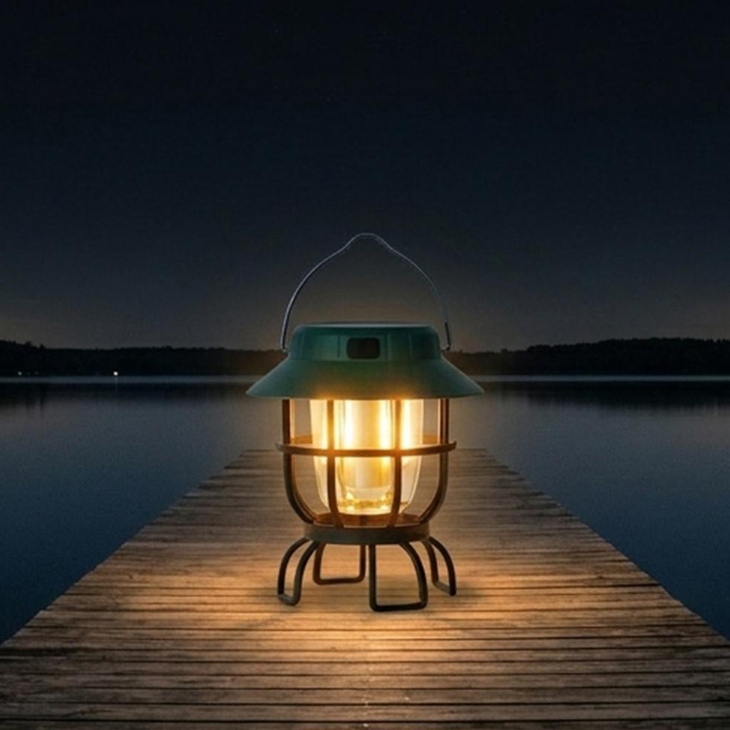 Fast Charging USB Rechargeable Camping Lantern Iron Solar LED Lamp for Family Travel, Tent Sleep and Night Walk with IP65