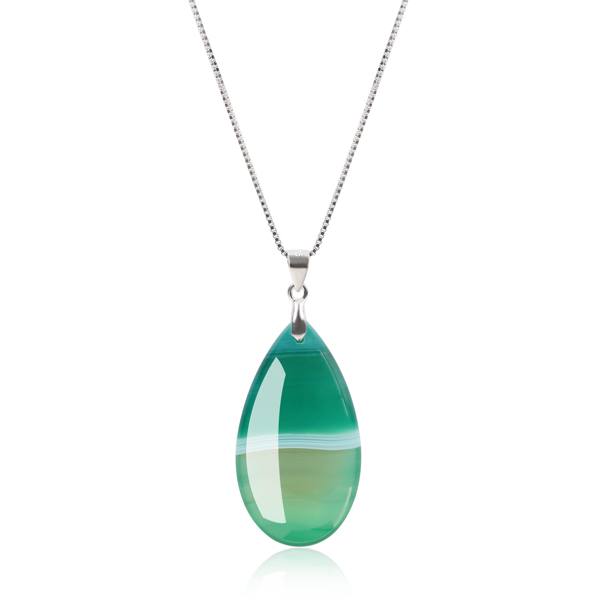[COAI] COAI Line Green Agate Teardrop 925 Silver Necklace