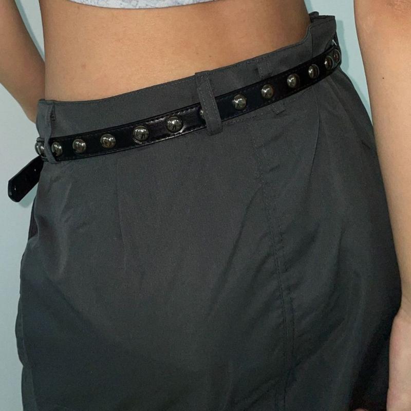 PU Leather Waist Belt with Pin Buckle Harajuku Rivet Waist Belt Woman Girls Jeans Dresses Skirt Coat Thin Waistband