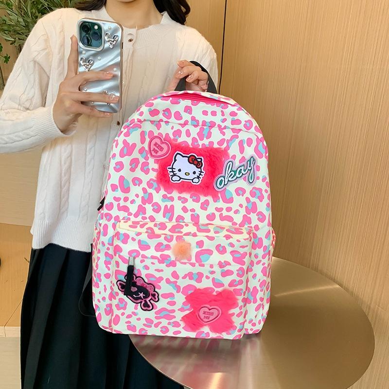 Cartoon Cute Casual Backpack for Middle School Students Large Capacity Fashionable Pink Soft Girl Backpack