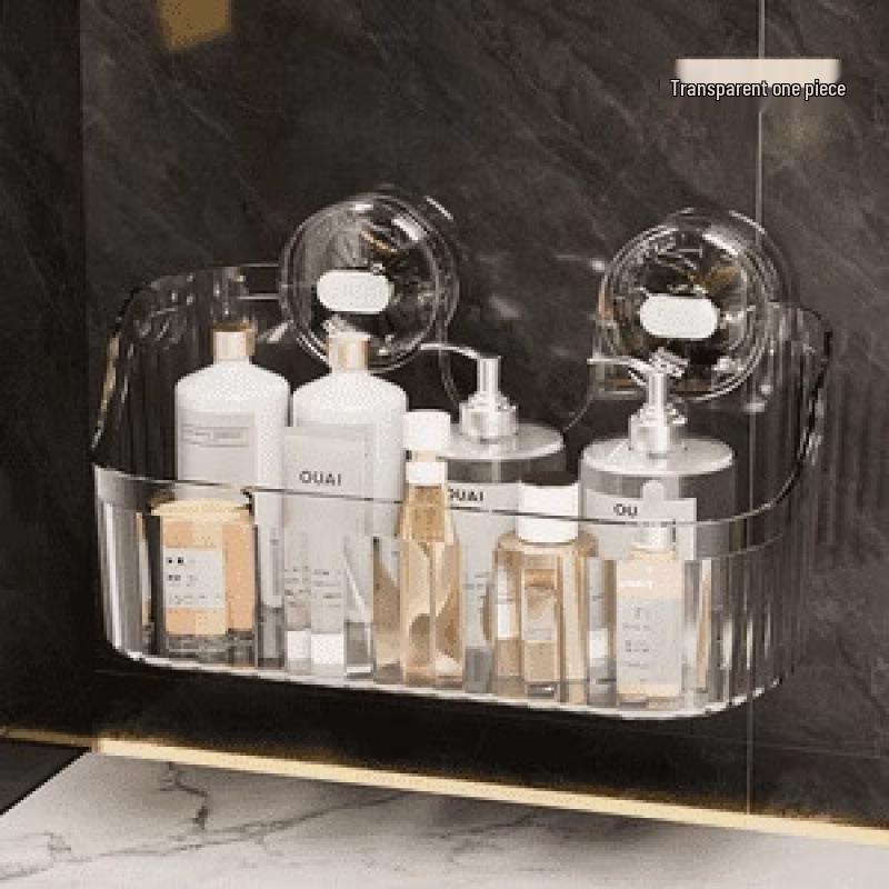 No-Drill Wall-Mounted Bathroom Suction Shelf & Cosmetic Organizer
