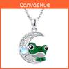 Elegante Único Lindo Rana Hueca Luna Piedra Preciosa Goteo Aceite Colgante Collar Para Hombres Y Mujeres