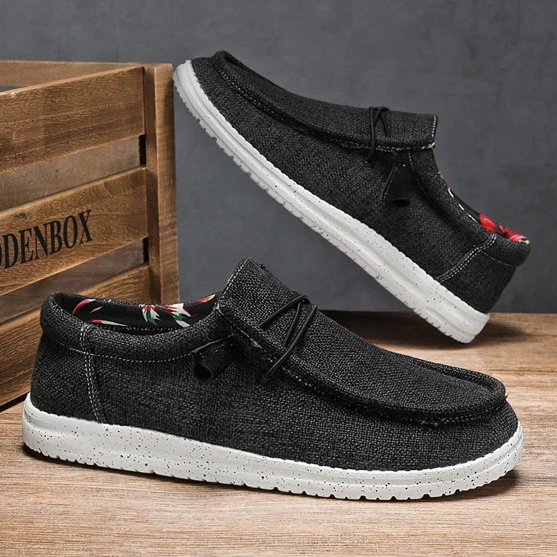 Fashion Men Canvas Shoes Luxury Brand Slip-on Mens Loafers Breathable Lightweight Men Casual Shoes Driving Shoes Plus Size 39-47